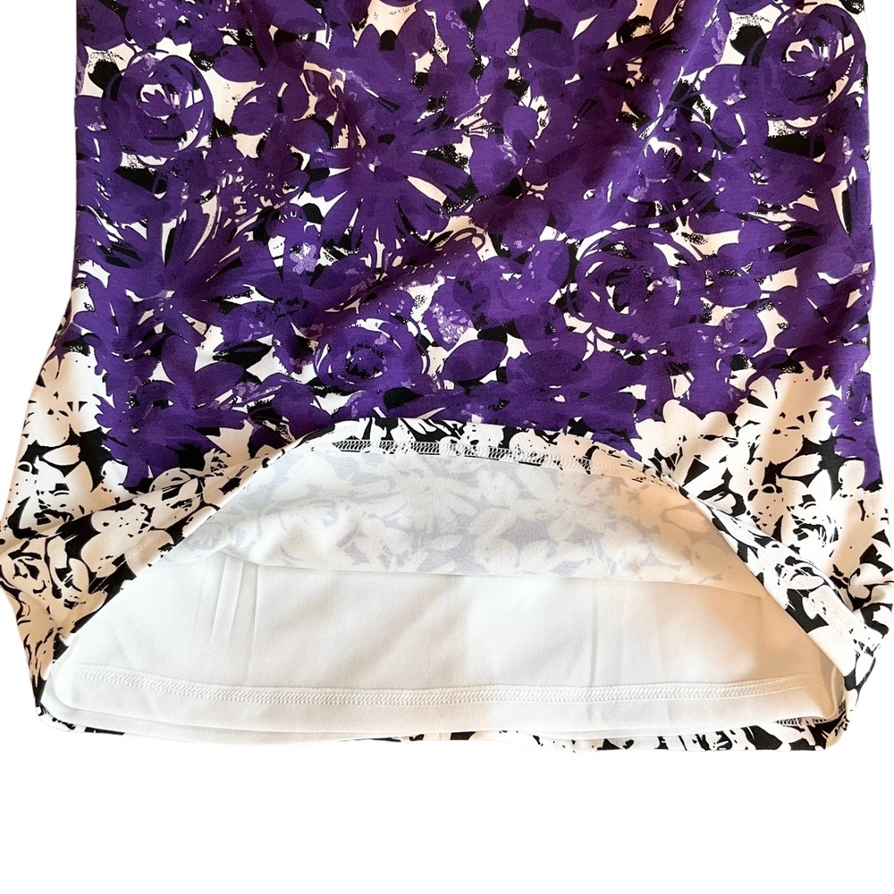 NWT Cleo Petites Floral Shift Dress Black White Purple Women’s 12P - Picture 5 of 12